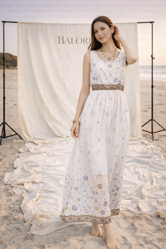 Bohemian Chiffon Maxi Dress for Beach Vacation