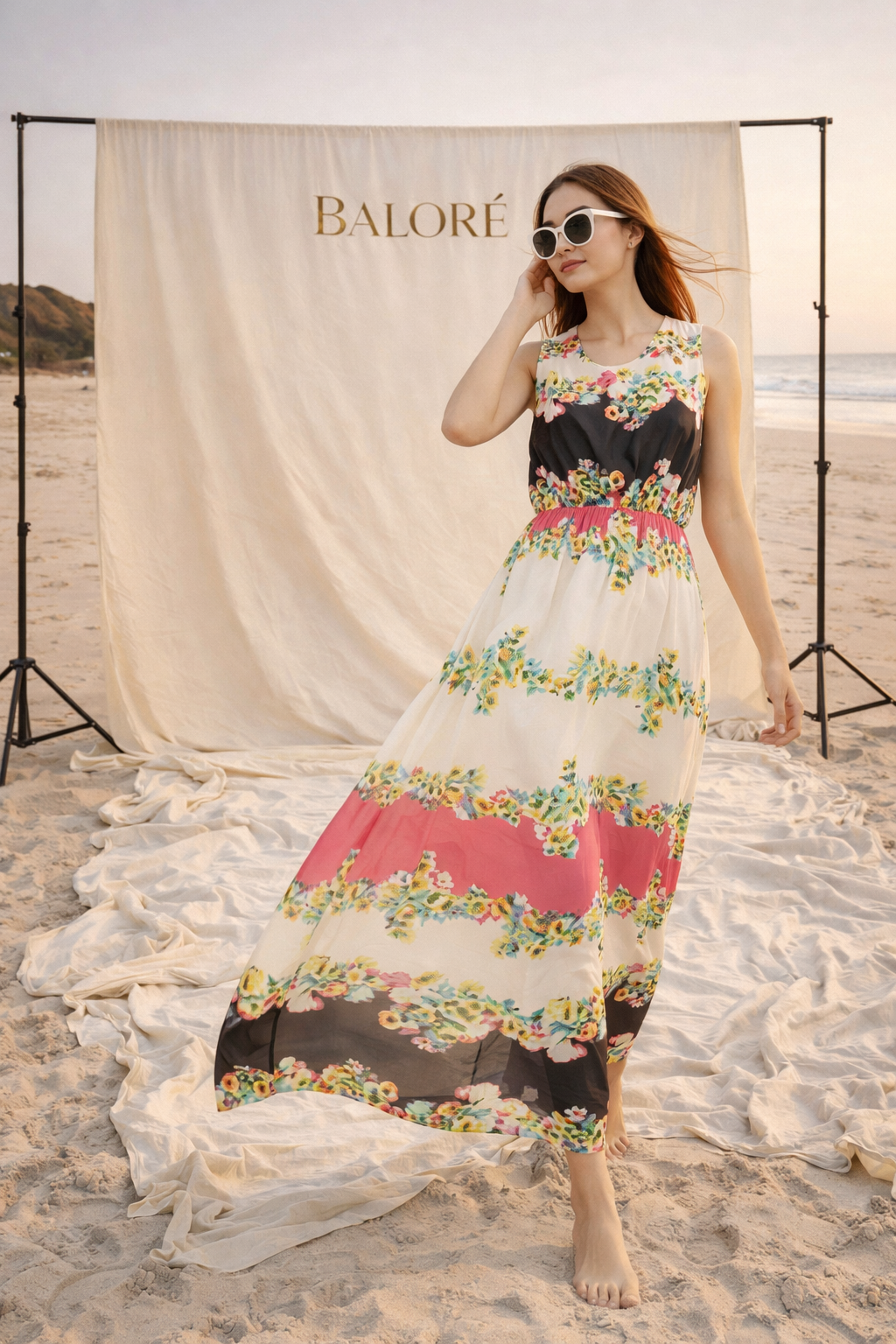 Bohemian Chiffon Maxi Dress for Beach Vacation