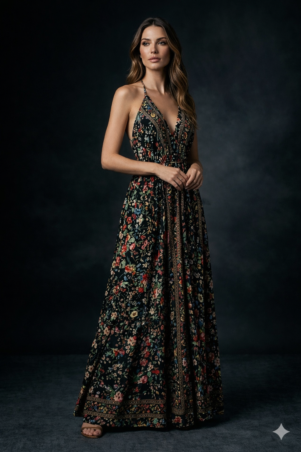 Summer Women's V-Neck Floral Maxi Dress