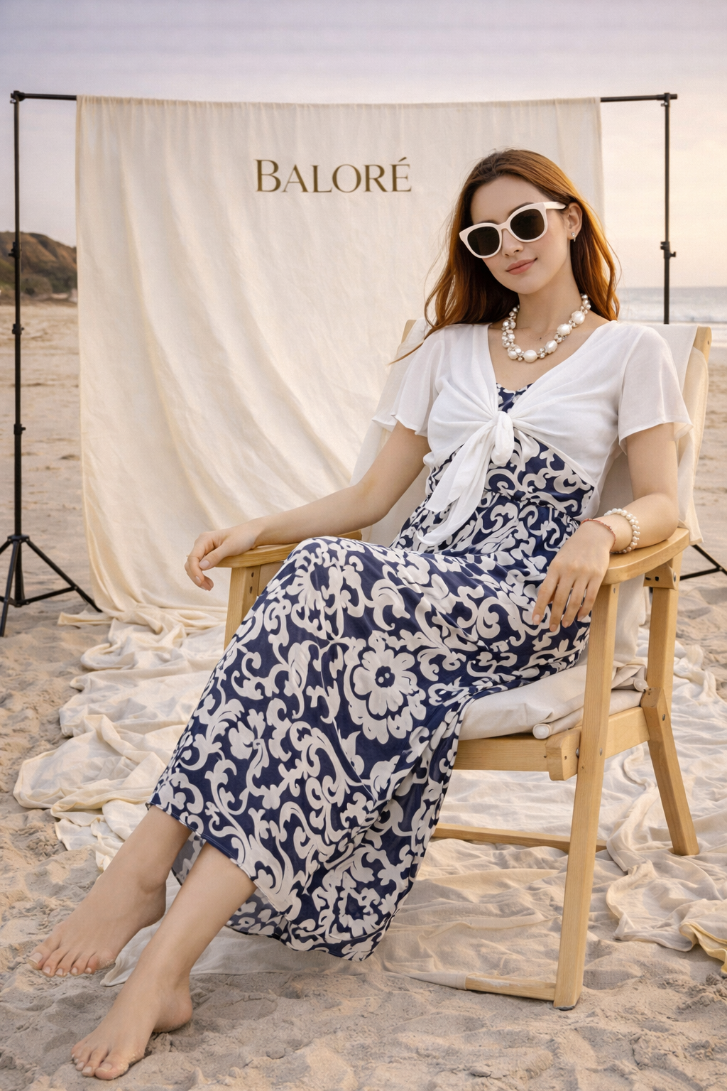 Bohemian Chiffon Maxi Dress for Beach Vacation