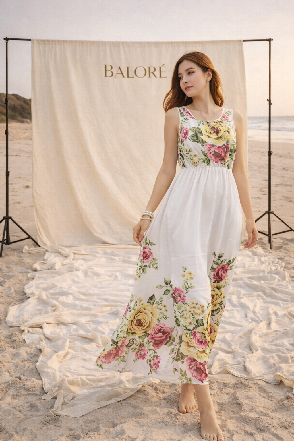 Bohemian Chiffon Maxi Dress for Beach Vacation