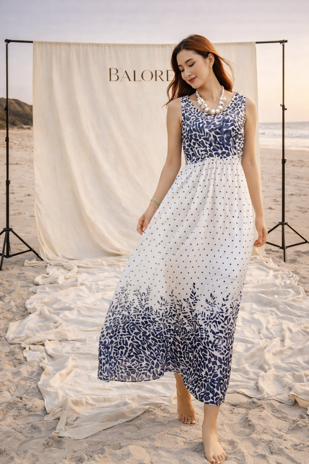 Bohemian Chiffon Maxi Dress for Beach Vacation