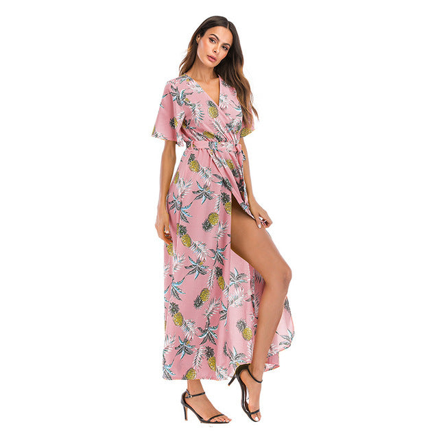 Summer Women's Floral V-Neck Maxi Dress