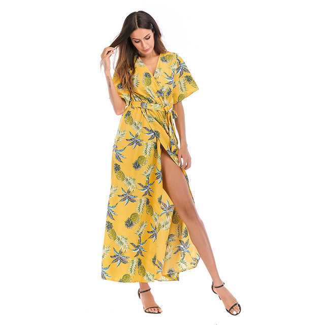 Summer Women's Floral V-Neck Maxi Dress