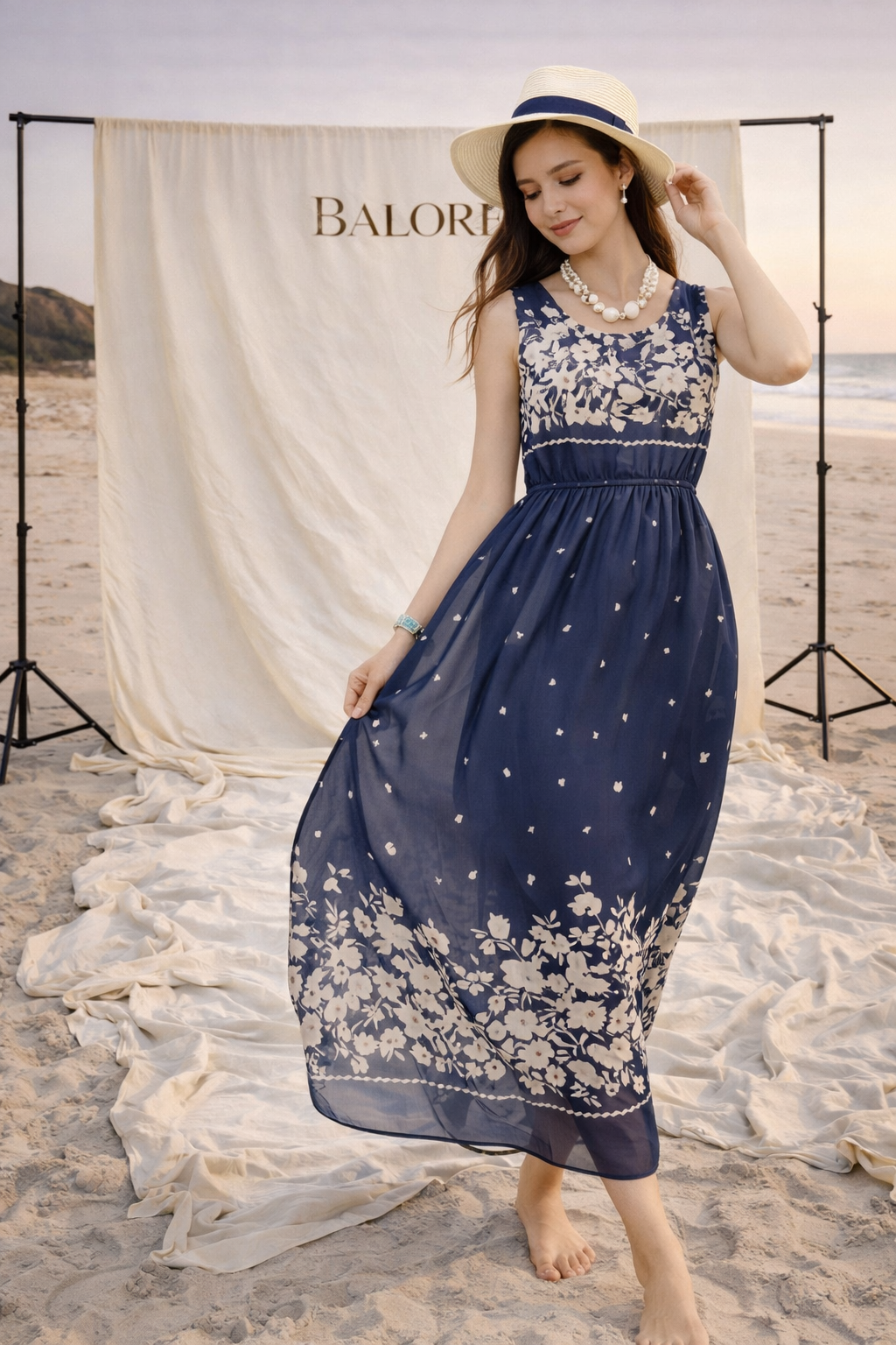 Bohemian Chiffon Maxi Dress for Beach Vacation