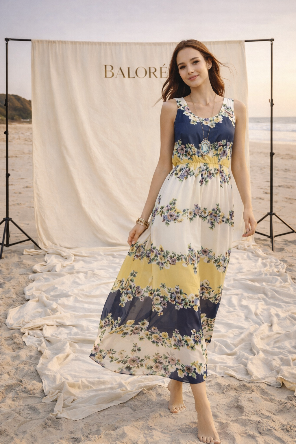 Bohemian Chiffon Maxi Dress for Beach Vacation