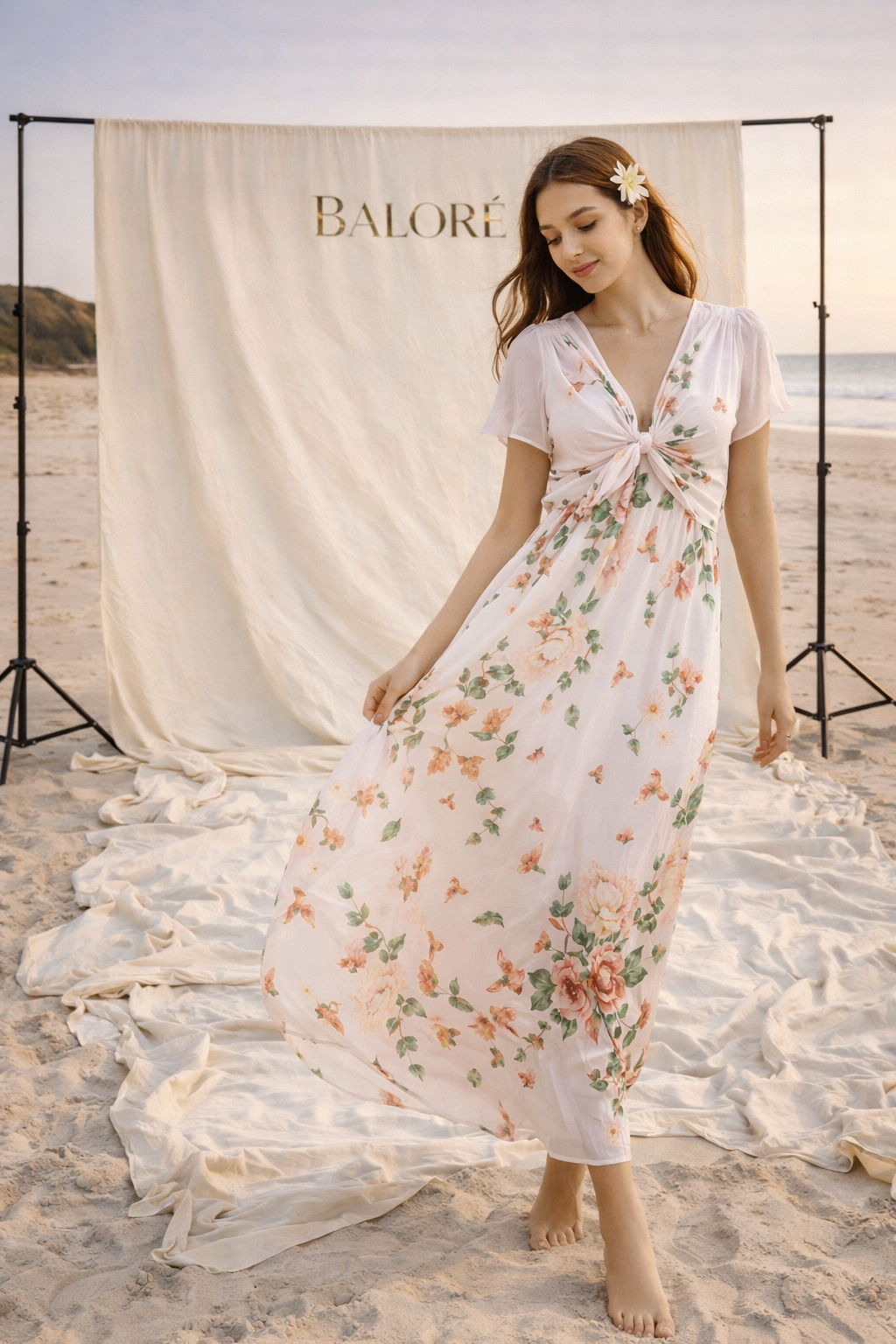 Bohemian Chiffon Maxi Dress for Beach Vacation